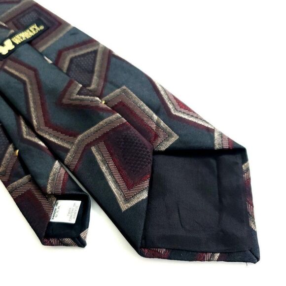 Wembley Polyester Green Red Woven Abstract Metallic Tie - Picture 6 of 7